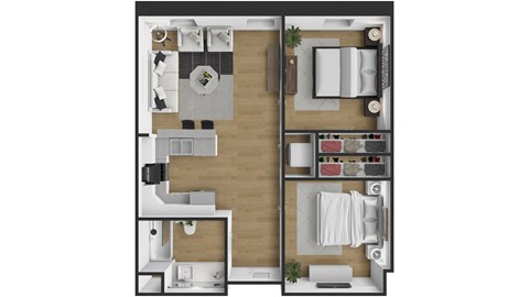 a floor plan of a house with a wood floor